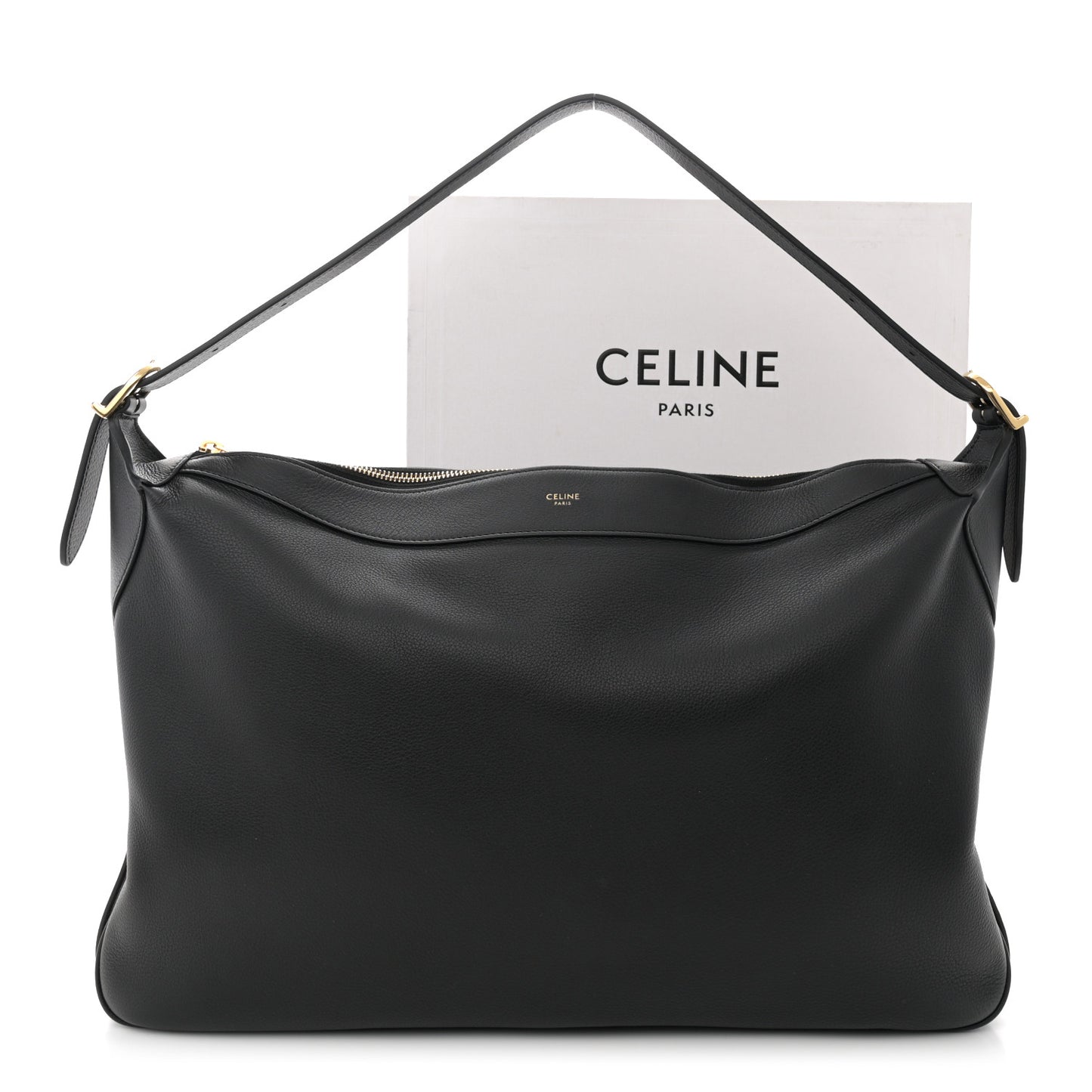 Supple Calfskin Large Romy Shoulder Bag Black