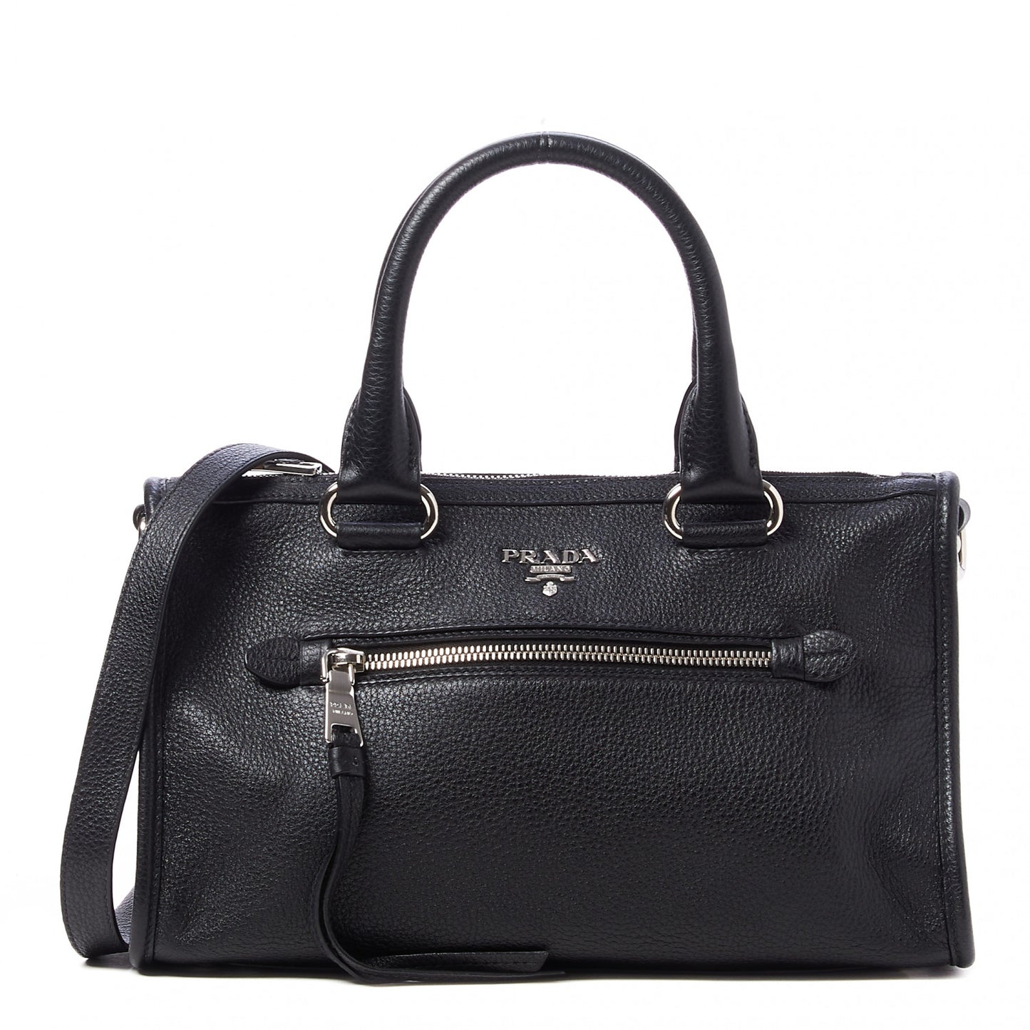Vitello Phenix Top Handle Shopping Satchel Black