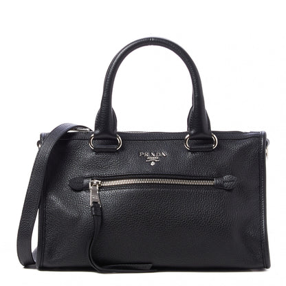 Prada Vitello Phenix Top Handle Shopping Satchel Black 1 of 8