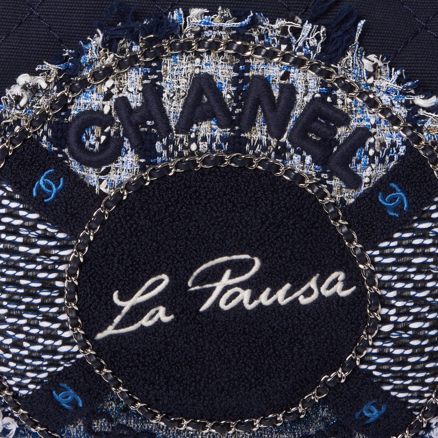 Canvas Quilted La Pausa Large Shopping Tote Navy
