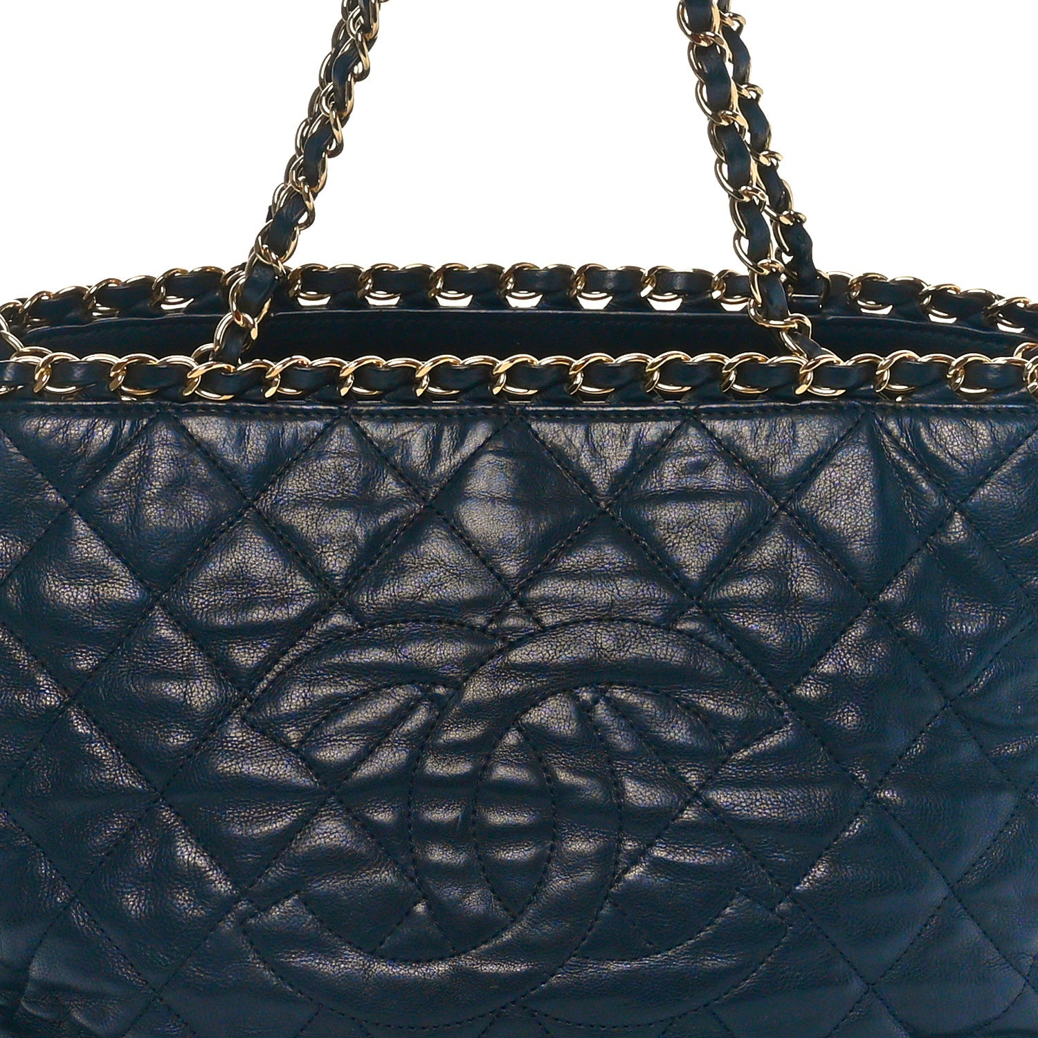 Chanel Calfskin Quilted Small Chain Me Tote Navy 5 of 10
