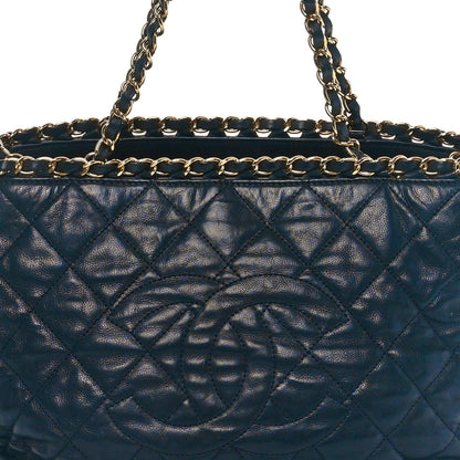 Chanel Calfskin Quilted Small Chain Me Tote Navy 5 of 10