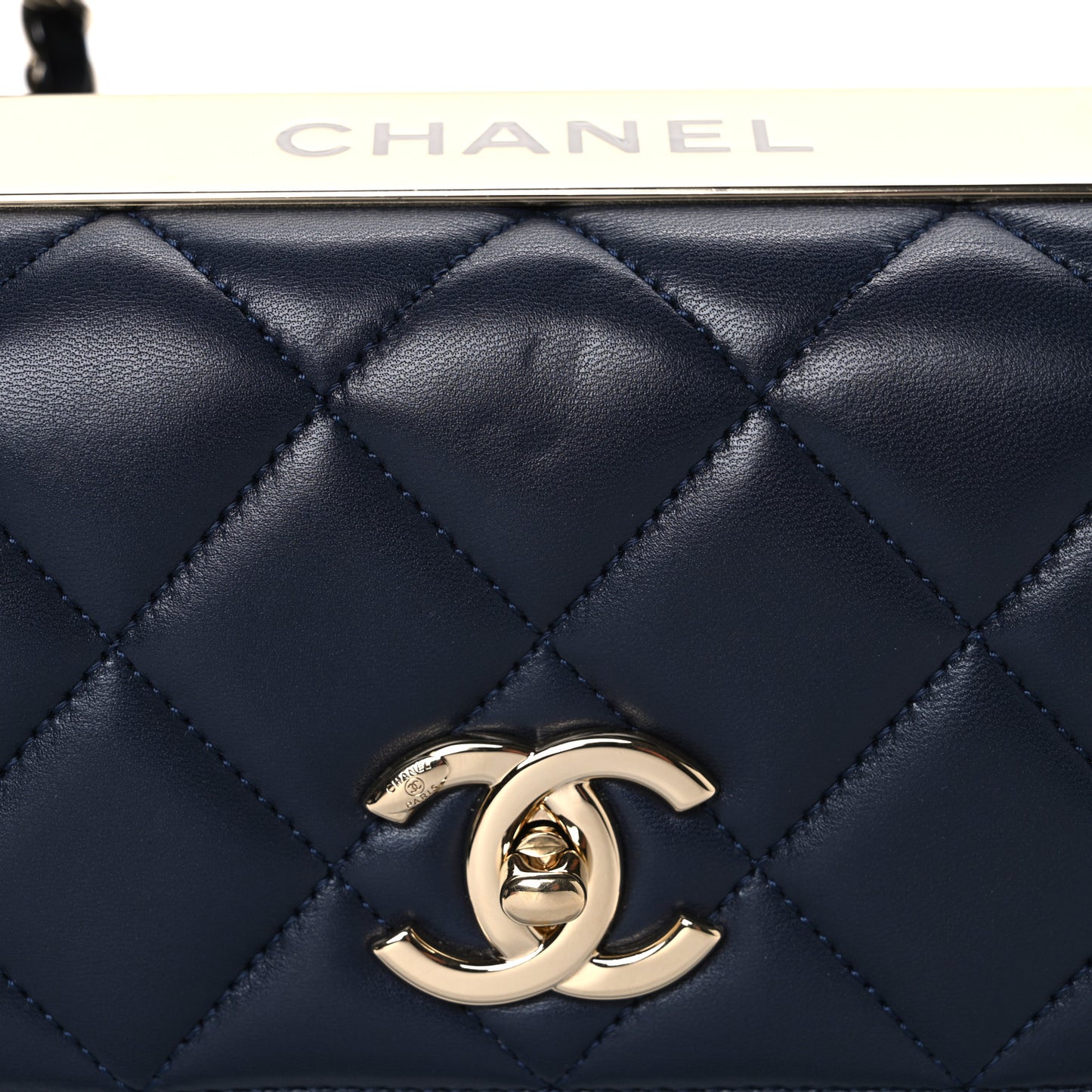 Lambskin Quilted Small Trendy CC Flap Dual Handle Bag Navy