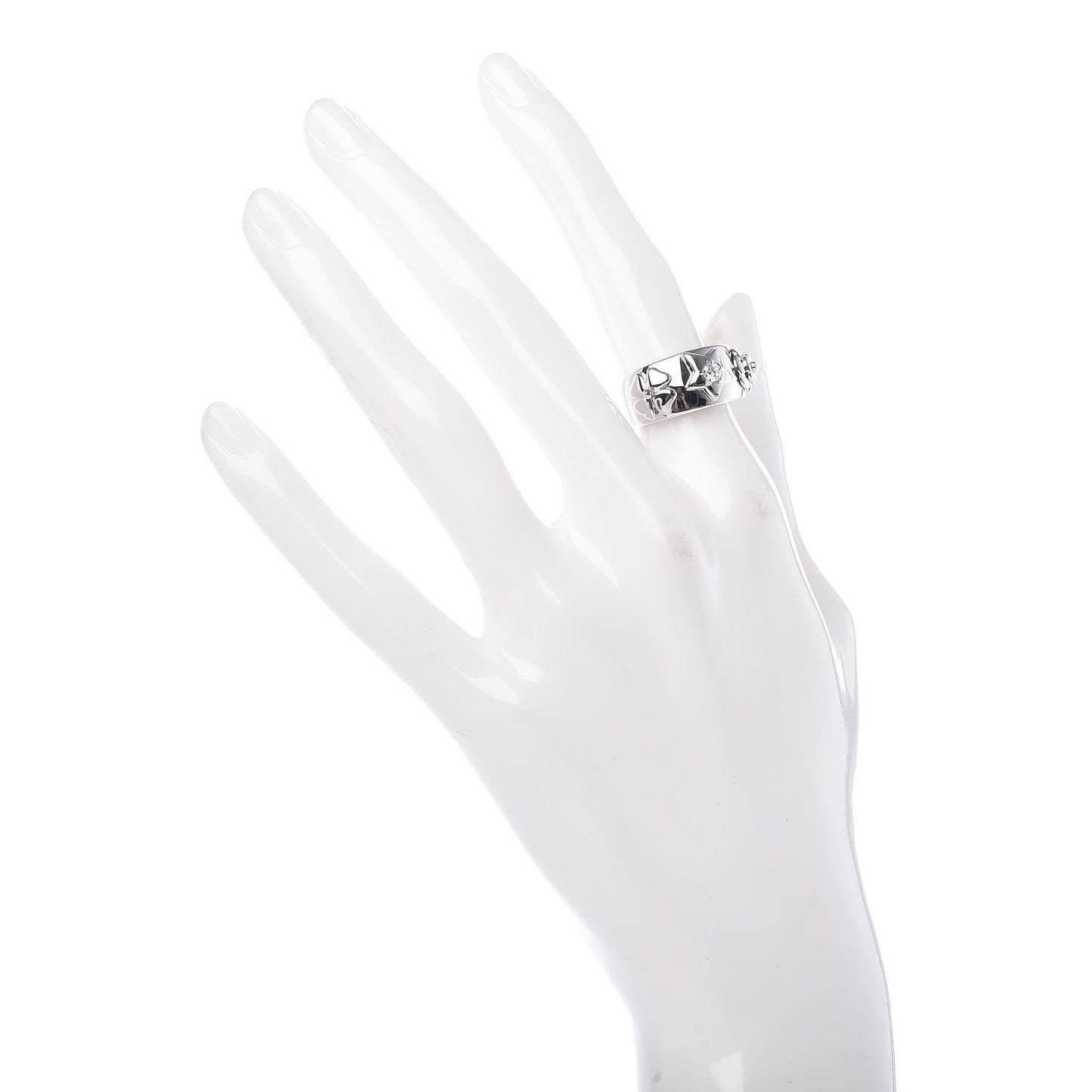 18K White Gold Diamond Camelia Band Ring 49 5