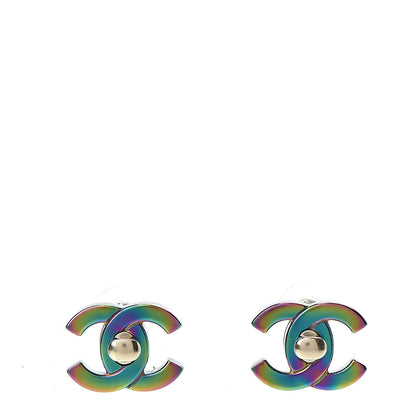 Chanel CC Turnlock Interchangeable Earrings Gold Iridescent 3 of 7