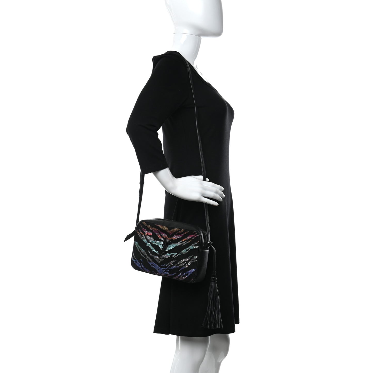 Canvas Calfskin Metallic Tiger Print Monogram Lou Camera Bag Multicolor