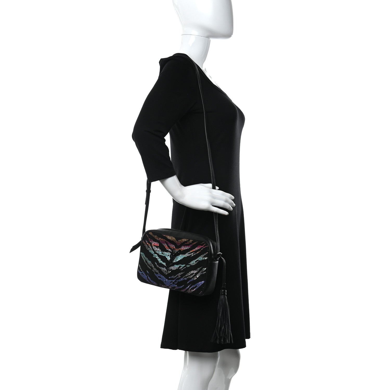 Saint Laurent Canvas Calfskin Metallic Tiger Print Monogram Lou Camera Bag Multicolor 2 of 10