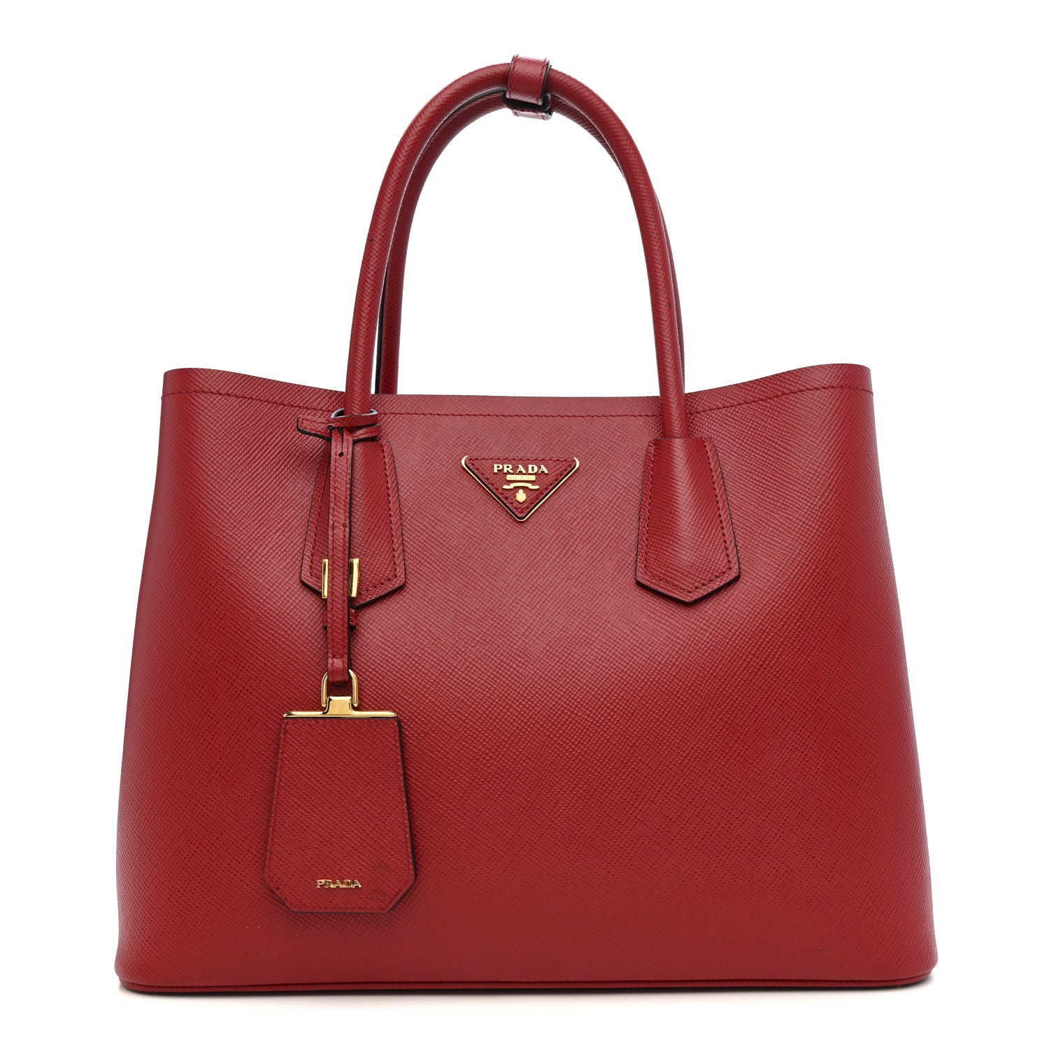 Prada Saffiano Cuir Medium Double Bag Fuoco Black 1 of 12