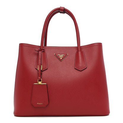 Prada Saffiano Cuir Medium Double Bag Fuoco Black 1 of 12