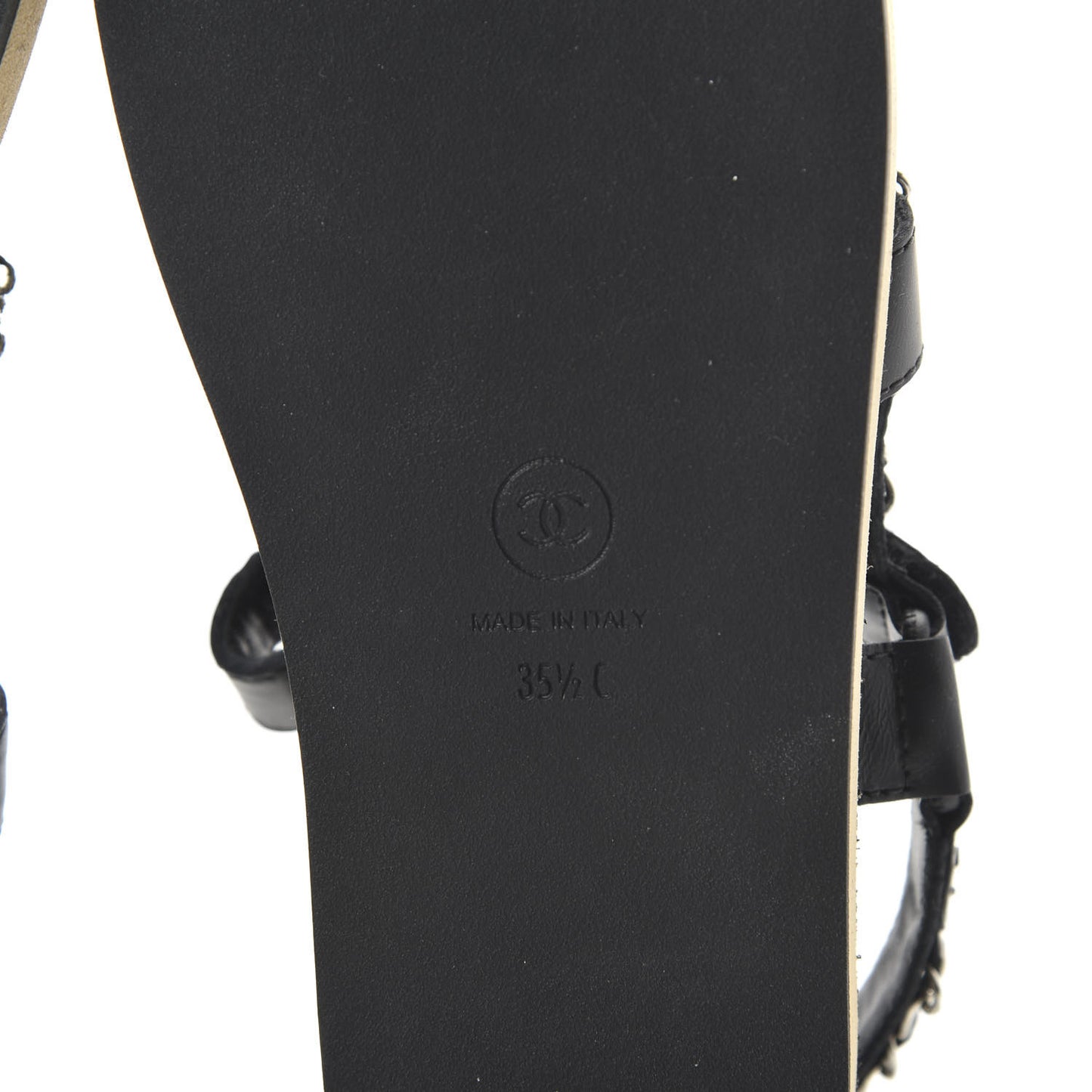 Lambskin Chain Sandals 35.5 Black