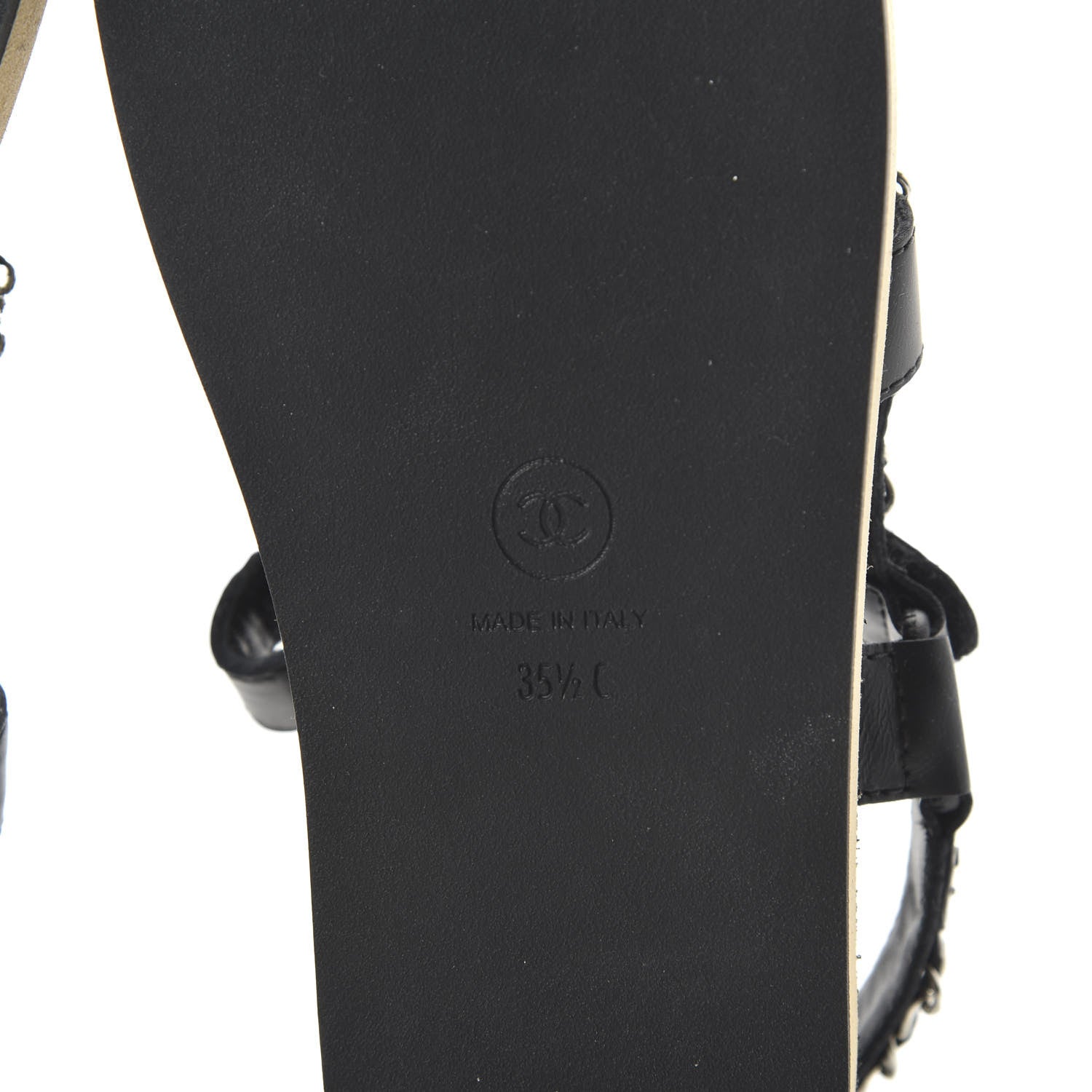 Chanel Lambskin Chain Sandals 35.5 Black 6 of 10