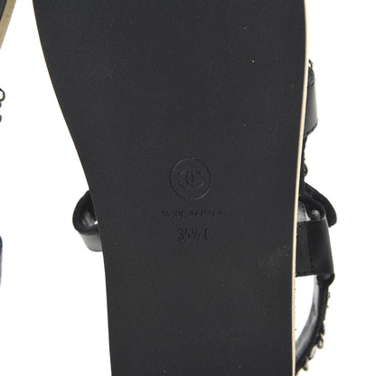 Chanel Lambskin Chain Sandals 35.5 Black 6 of 10