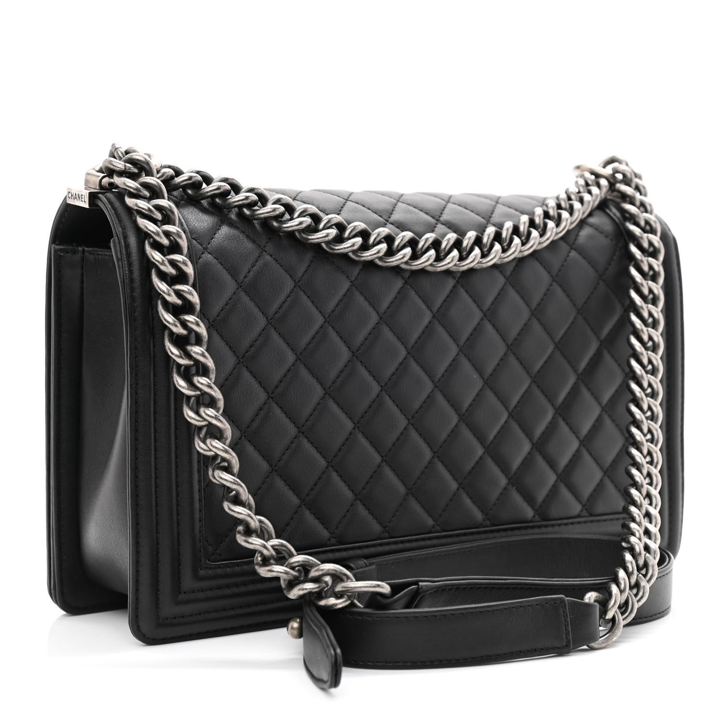 Calfskin Quilted New Medium Boy Flap Black