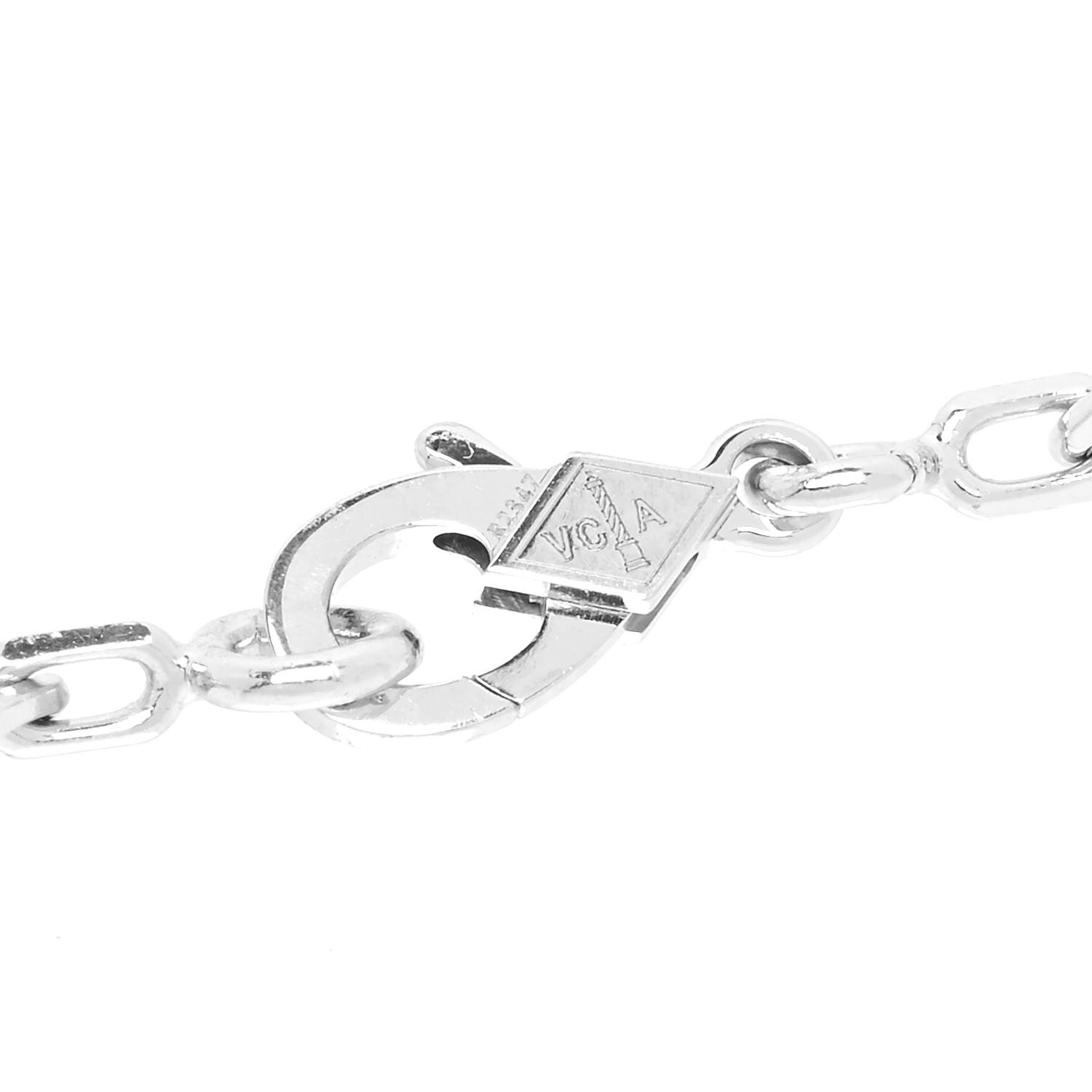 Van Cleef & Arpels 18K White Gold Chalcedony 5 Motifs Vintage Alhambra Bracelet 3 of 6