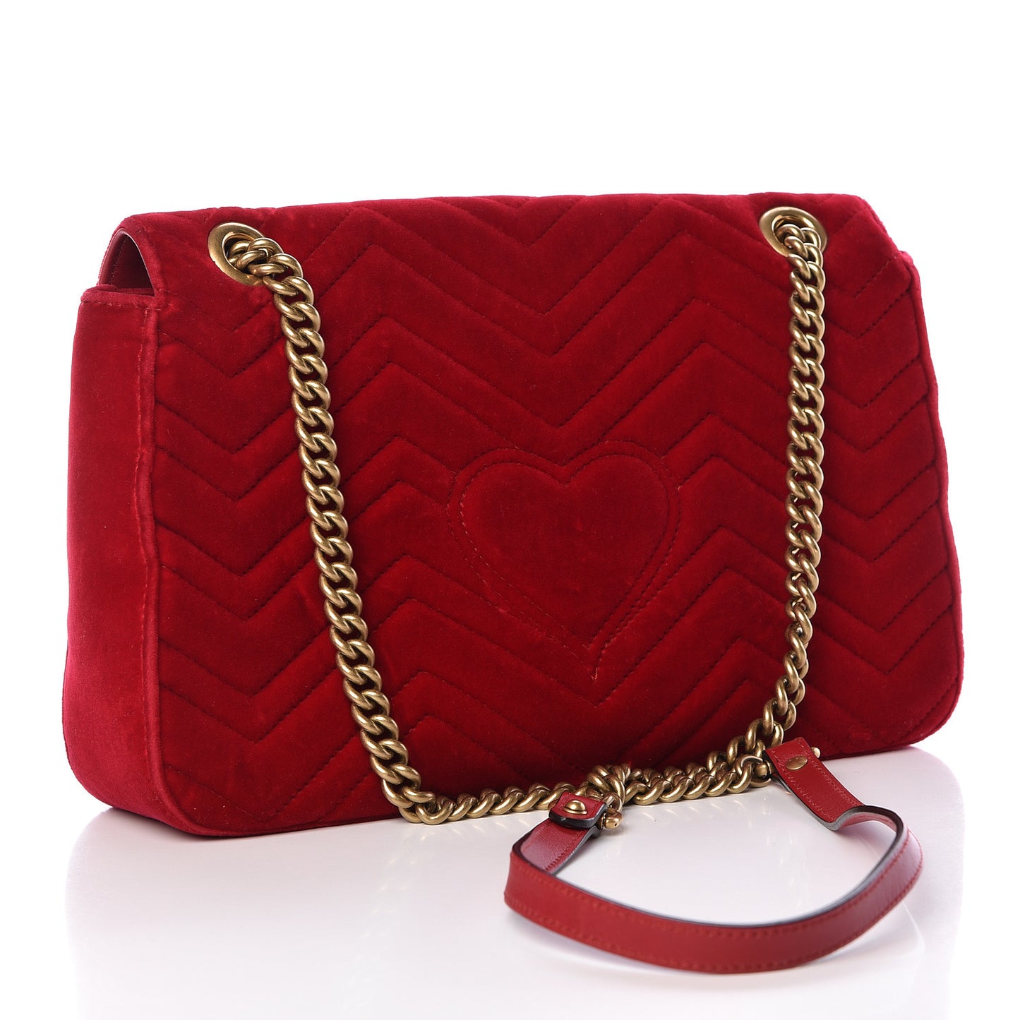 Velvet Matelasse Medium GG Marmont Shoulder Bag Hibiscus Red