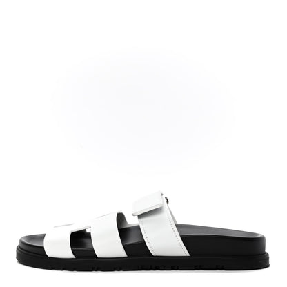 Hermes Calfskin Womens Chypre Sandals 38 White 1 of 5