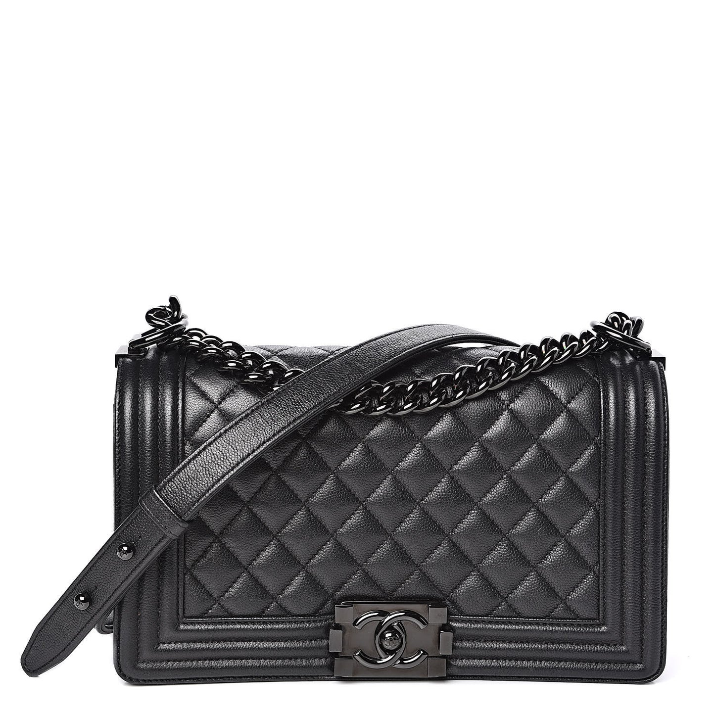 Caviar Quilted Medium Boy Flap So Black