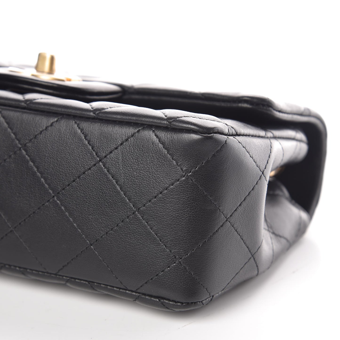 Lambskin Quilted Mini Rectangular Flap Black