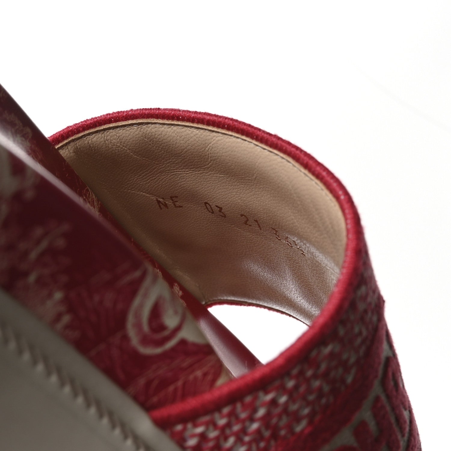 Christian Dior Canvas Toile de Jouy Embroidered Dway 10mm Slide Sandals 36.5 Off White Raspberry 8 of 8