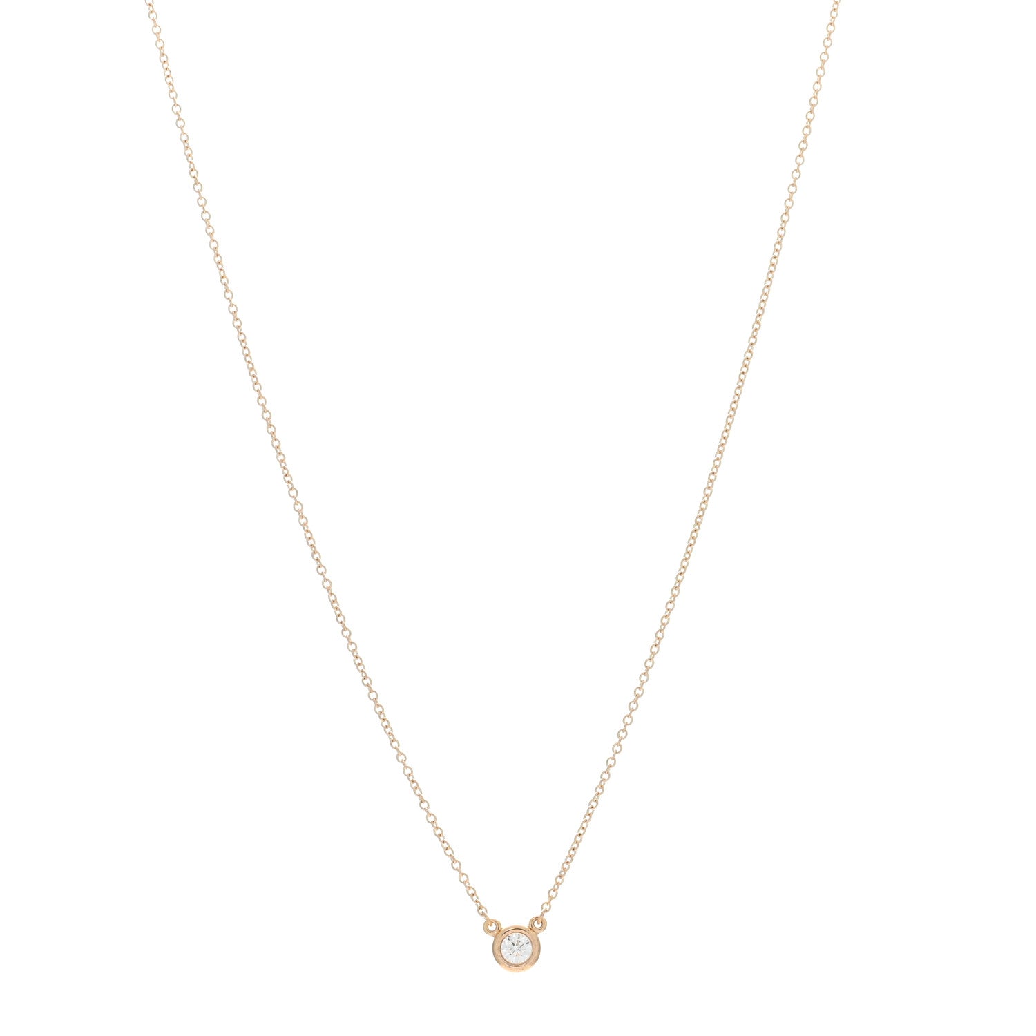 Tiffany 18K Yellow Gold Diamond .12ct Elsa Peretti Diamonds by the Yard Pendant Necklace 1 of 5