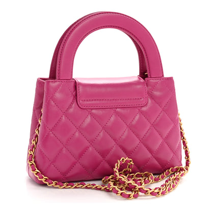Chanel Shiny Aged Calfskin Quilted Nano Kelly Shopper Dark Pink 3 of 11