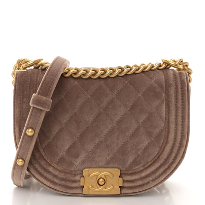 Chanel Velvet Quilted Small Boy Messenger Bag Beige 1 of 11