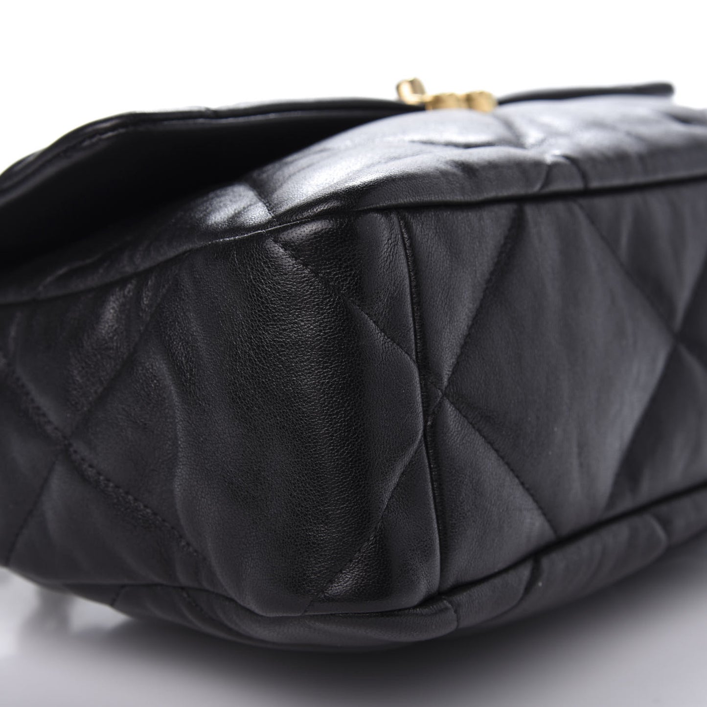 Lambskin Quilted Large 19 Flap Black