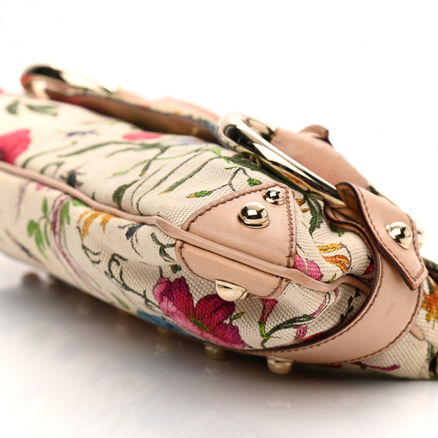Canvas Flora Floral Horsebit Chain Clutch
