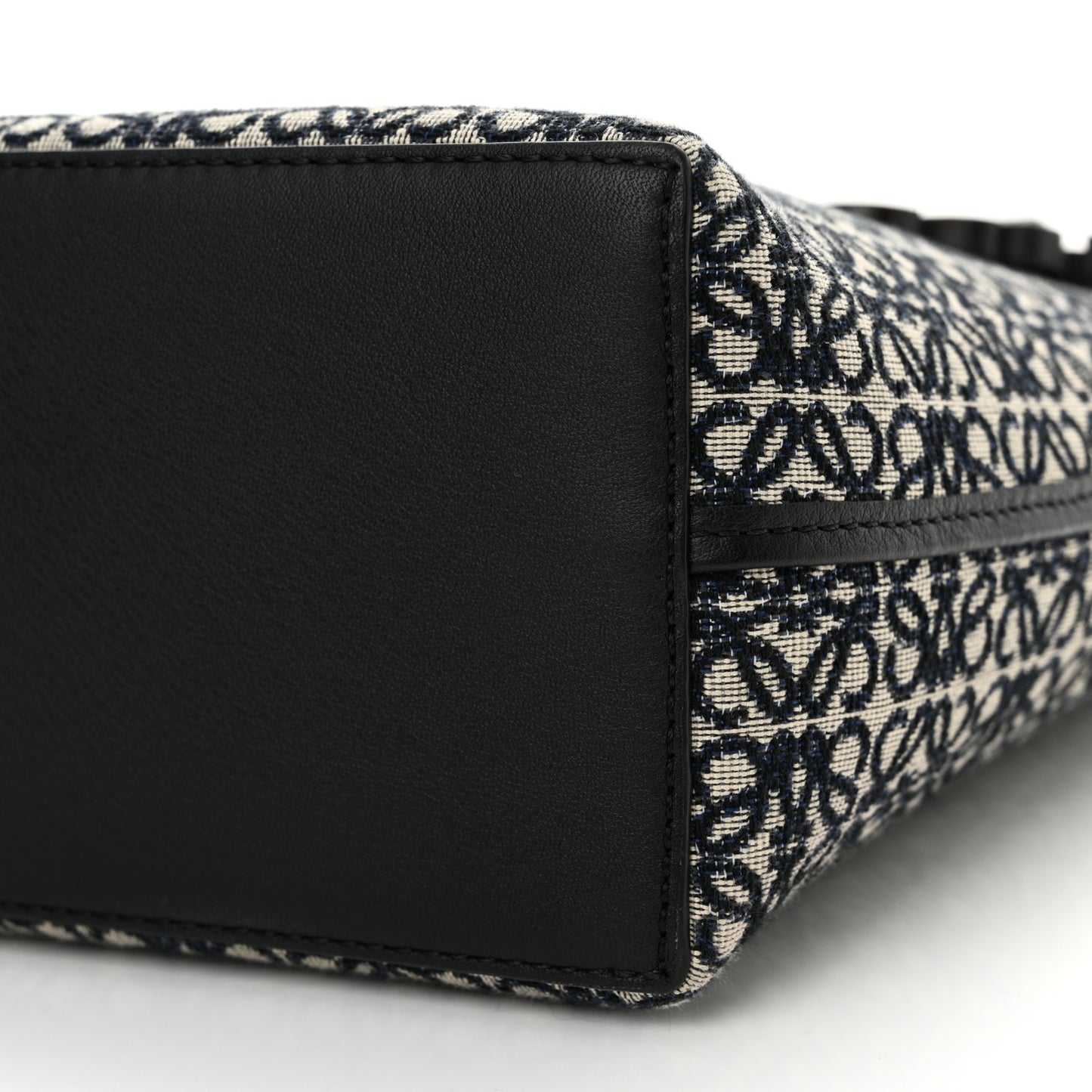Jacquard Anagram Calfskin Small Square Tote Navy Black