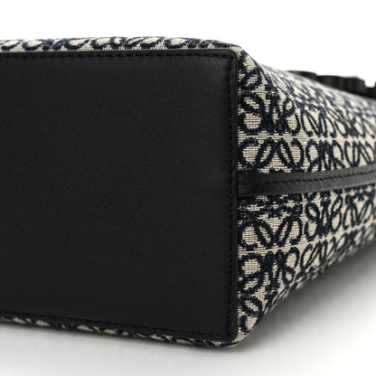 Loewe Jacquard Anagram Calfskin Small Square Tote Navy Black 9 of 10