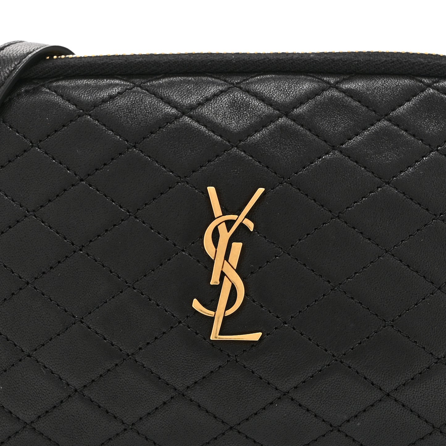 Lambskin Quilted Gaby Zipped Pouch Black