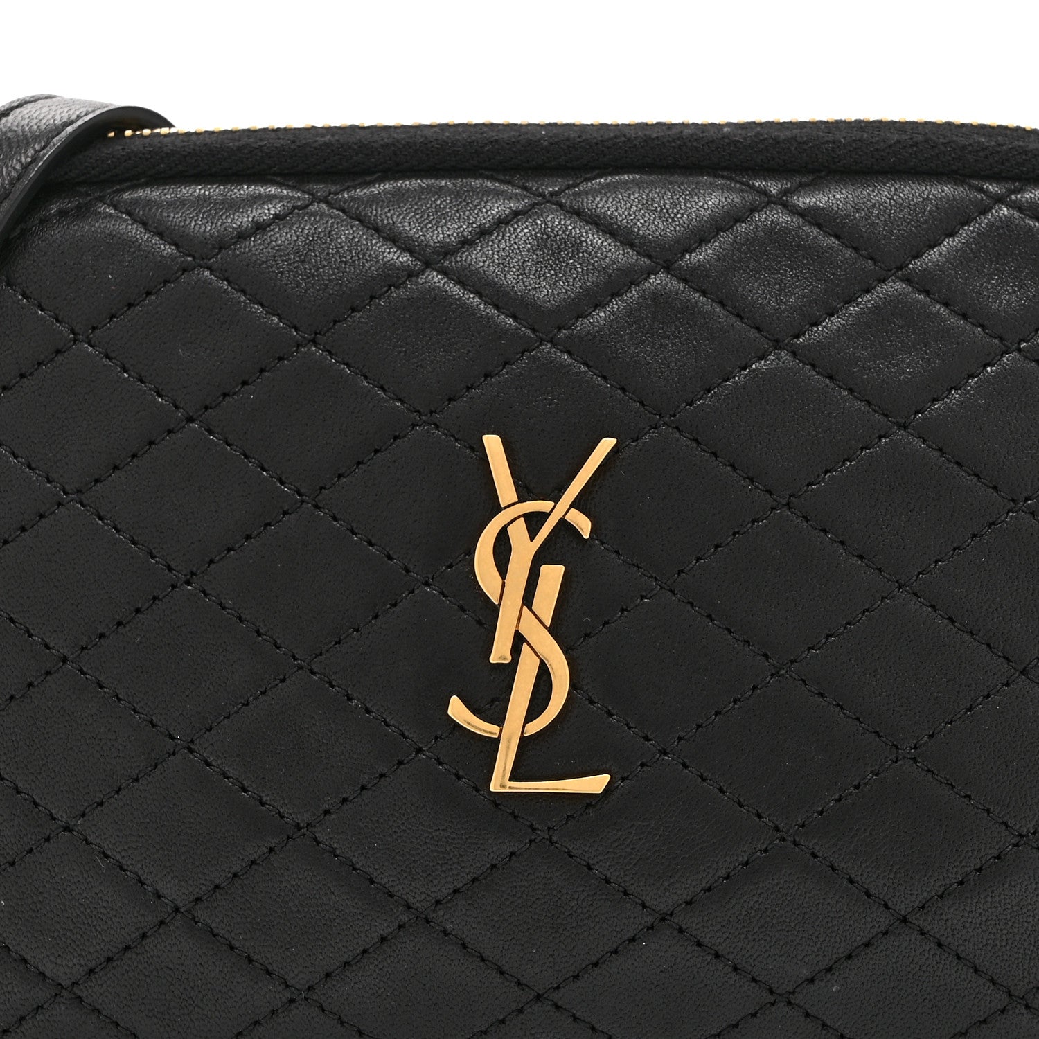 Saint Laurent Lambskin Quilted Gaby Zipped Pouch Black 7 of 9