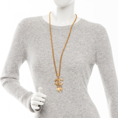 Chanel Fretwork CC Spindles Long Necklace Gold 2 of 4