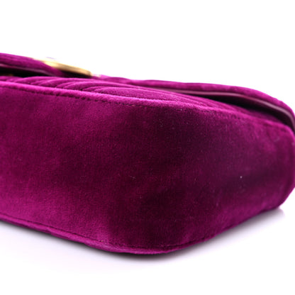 Gucci Velvet Matelasse Small GG Marmont Shoulder Bag Fuchsia Violet Cyclamen 10 of 10
