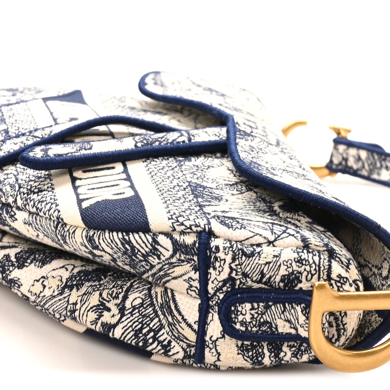 Christian Dior Canvas Embroidered Toile de Jouy Saddle Bag Blue 10 of 10