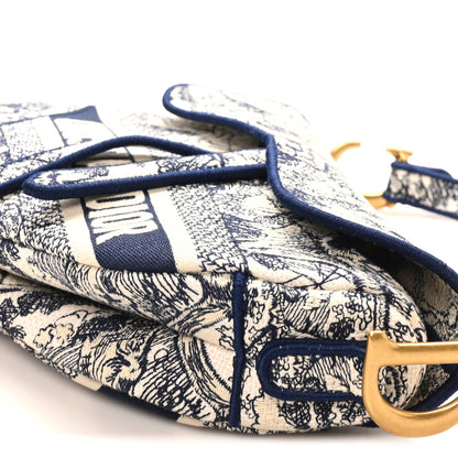 Christian Dior Canvas Embroidered Toile de Jouy Saddle Bag Blue 10 of 10