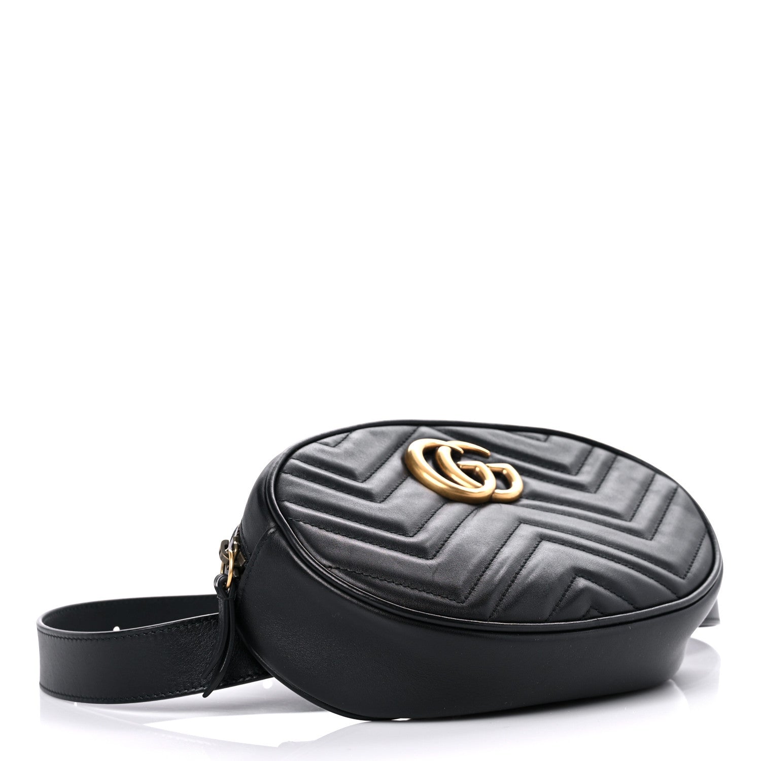 Gucci Calfskin Matelasse GG Marmont Belt Bag 75 30 Black 4 of 13