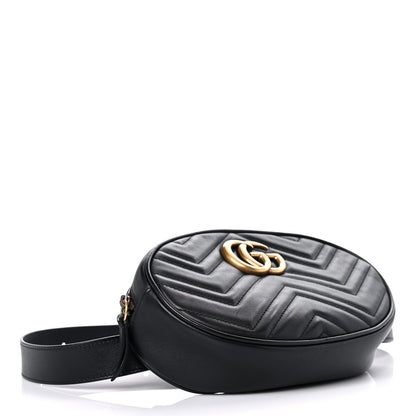 Gucci Calfskin Matelasse GG Marmont Belt Bag 75 30 Black 4 of 13