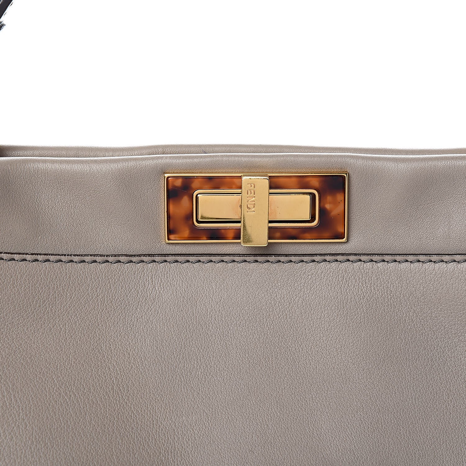 Fendi Vitello Seta Suede Plexiglass Tortoise Large Peekaboo Iconic Satchel Asfalto Marrone 11 of 11