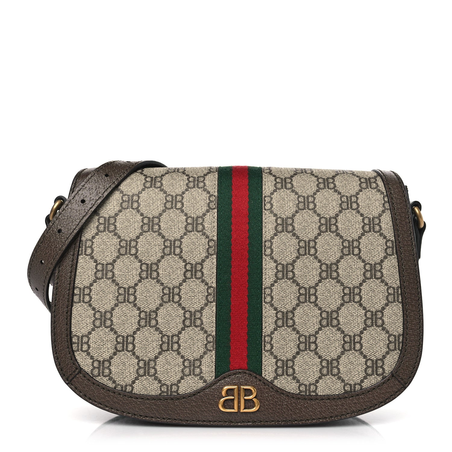 Gucci X BALENCIAGA BB Supreme Monogram Web Small Ophidia Shoulder Bag Beige New Acero 1 of 9