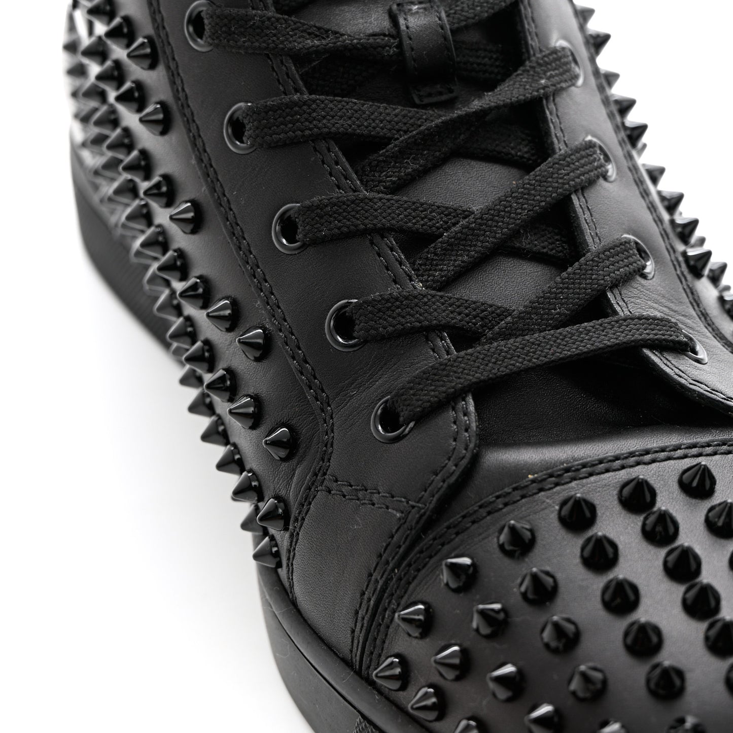 Calfskin Mens Louis Spikes Flat Sneakers 44.5 Black