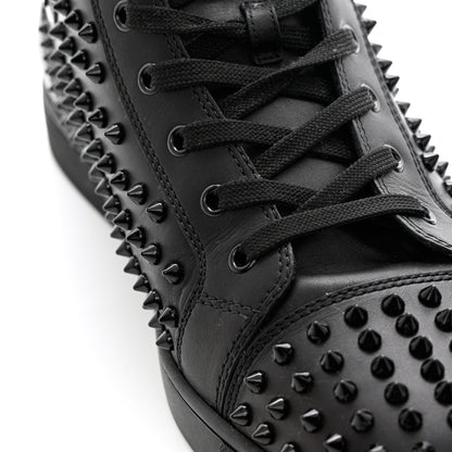Christian Louboutin Calfskin Mens Louis Spikes Flat Sneakers 44.5 Black 10 of 14