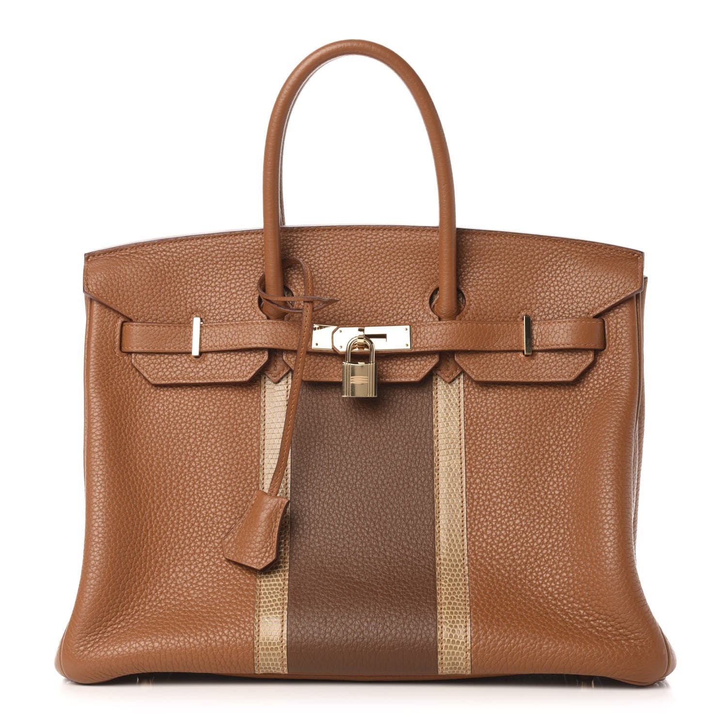 Hermes Taurillon Clemence Lizard Club Birkin 35 Gold Marron D'Inde