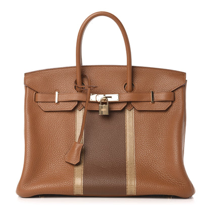 Hermes Taurillon Clemence Lizard Club Birkin 35 Gold Marron D'Inde 1 of 13