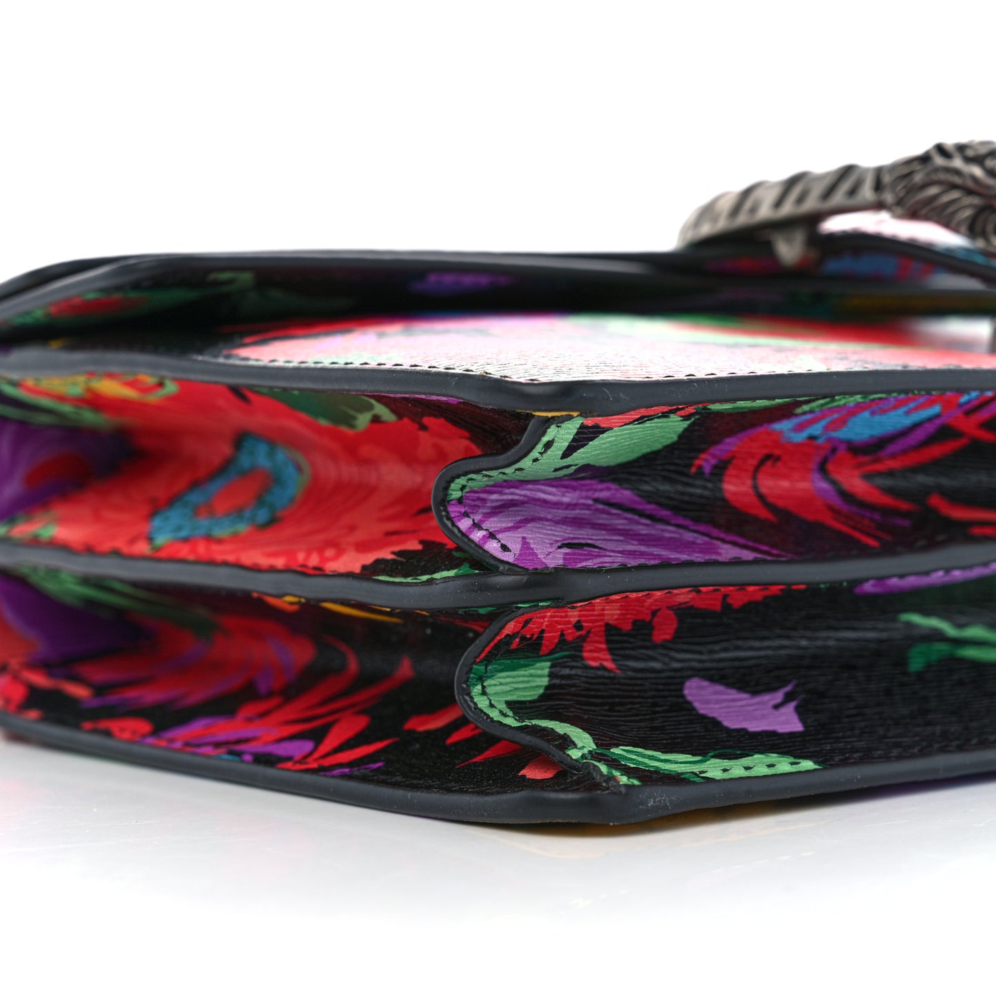 X KEN SCOTT New Shangai Calfskin Jenny Floral Print Small Dionysus Shoulder Bag Black Pink