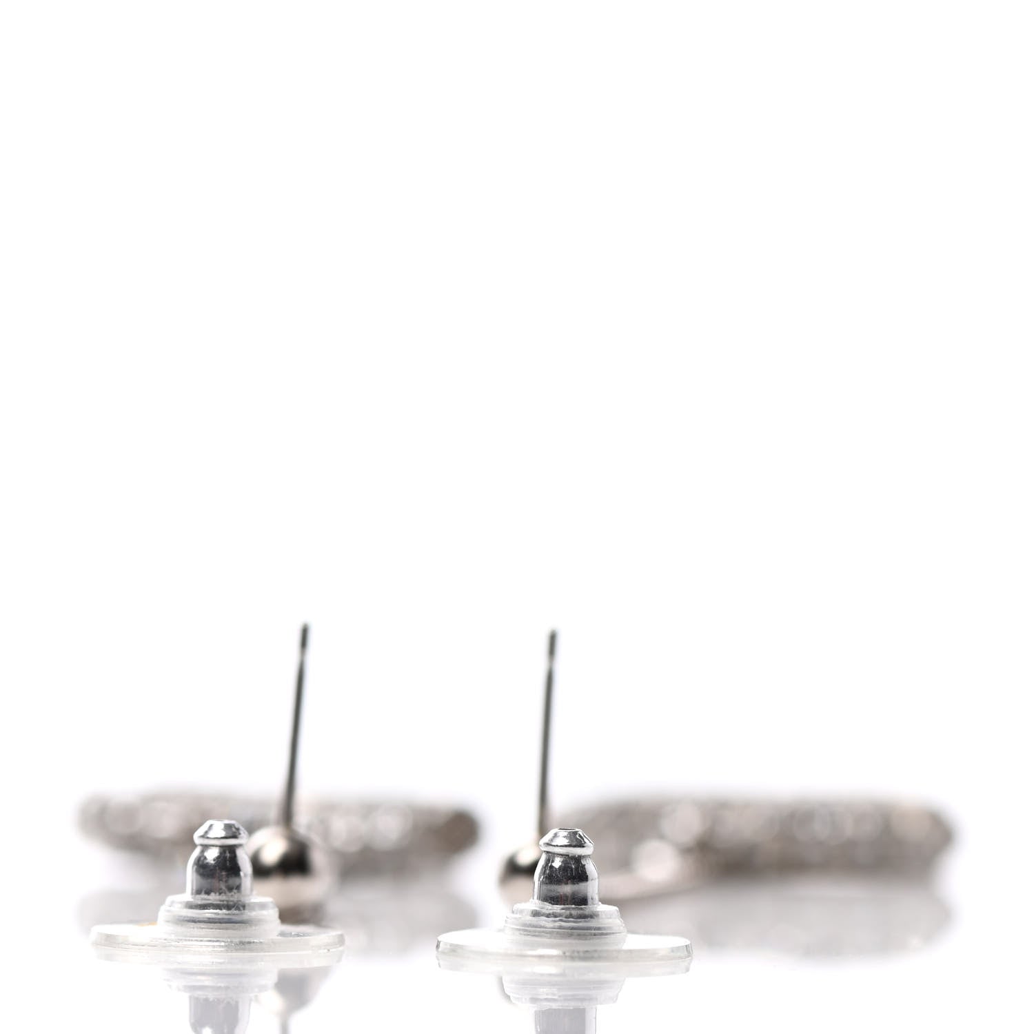 Chanel Baguette Crystal CC Drop Earrings Silver 3 of 4