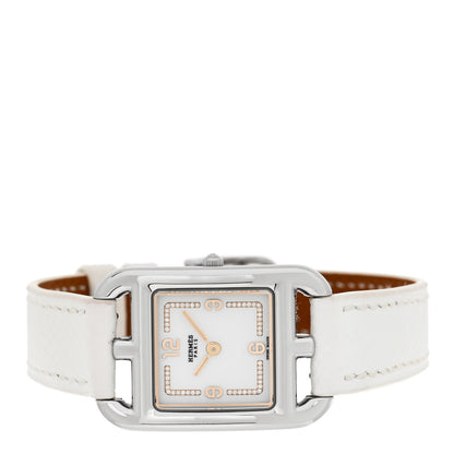 Hermes Stainless Steel Epsom Diamond 23mm Cape Cod Quartz Watch Blanc 2 of 5