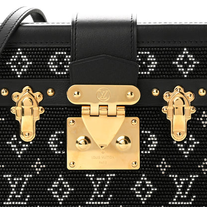Louis Vuitton Calfskin Beaded Monogram Petite Malle Black 7 of 9