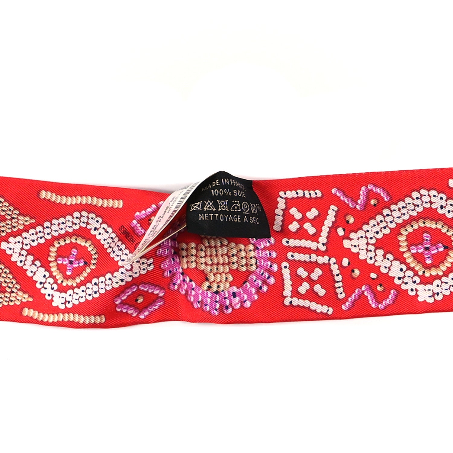 Hermes Silk Kelly En Perles Twilly Vermillon Parme 3 of 3