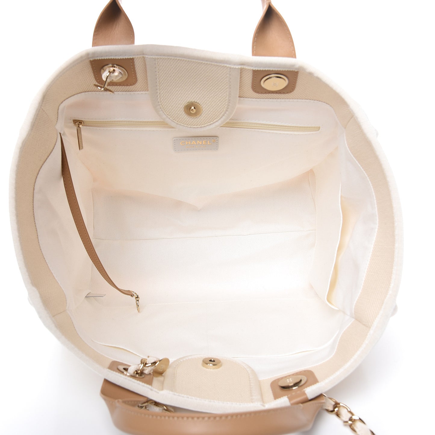 Canvas Pearl Large Deauville Tote Ecru Beige